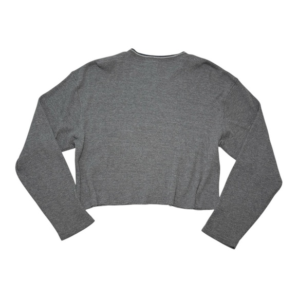 Gray Waffle Knit Crop Top Long Sleeve Size XL - Picture 2 of 3